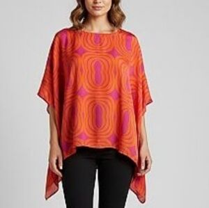 New York & Company Orange and Purple Tunic Top Size S